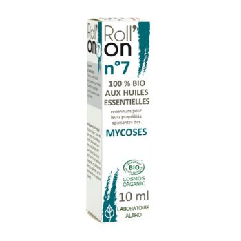 Roll-on para micoses. Com óleos essenciais biológicos selecionados pela sua ação curativa em infeções fúngicas. 100% natural.
