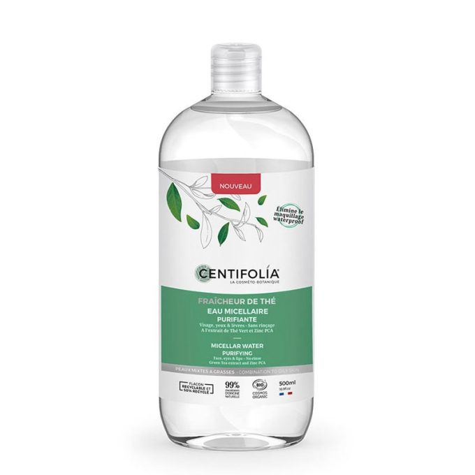 Água micelar Bio, limpa e desmaquilha. Com aloé vera, chá verde e regulador de oleosidade. Rosto, olhos e lábios. Peles mistas e oleosas.