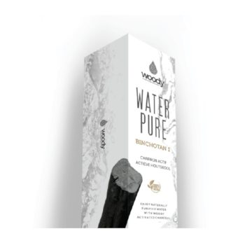 Filtro de carvão ativado 100% natural para purificar, mineralizar e melhorar o sabor da água da torneira, durante 6 meses. Madeira altamente porosa.