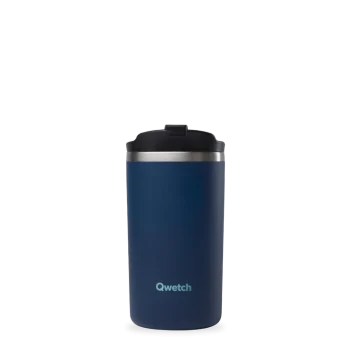 Travel Mug Azul Noite, o copo térmico de 350ml Qwetch, ideal para transportar facilmente as sua bebidas quente ou frias e beber em qualquer lugar.